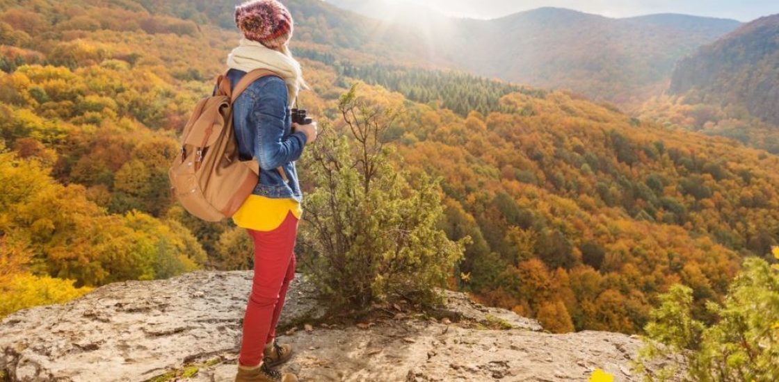 Beautiful woman in autumn nature